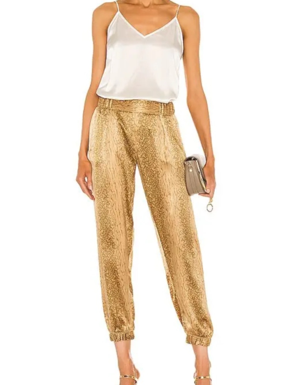 ATM Anthony Thomas Melillo Silk Charmeuse Cracked Paint Print Jogger Pant Sm